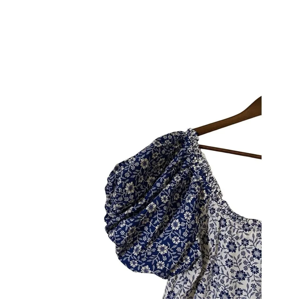 Doen Blue and White Floral Midi Dress - Picture 16 of 16